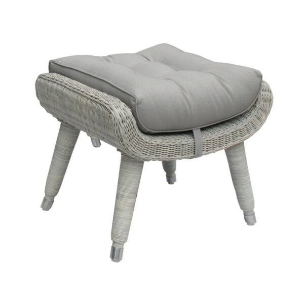 silver gray wicker outdoor footstool