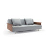 sofa lounge bed wooden armrests gray