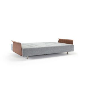 sofa lounge bed wooden armrests gray