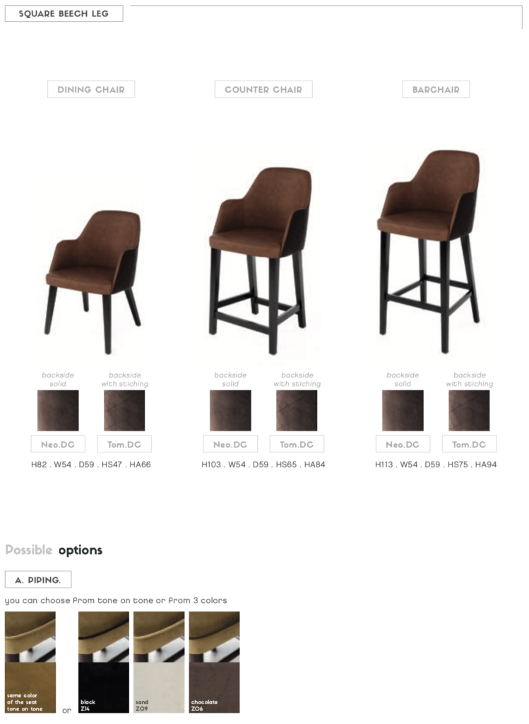 neo dining armchair stitched