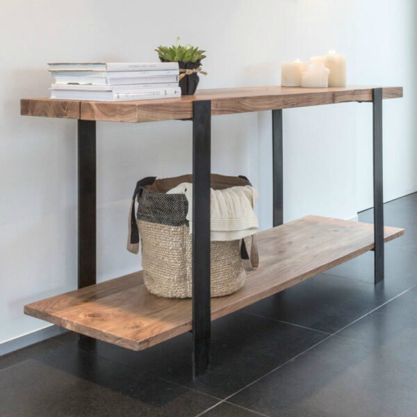 arco wood iron industrial console