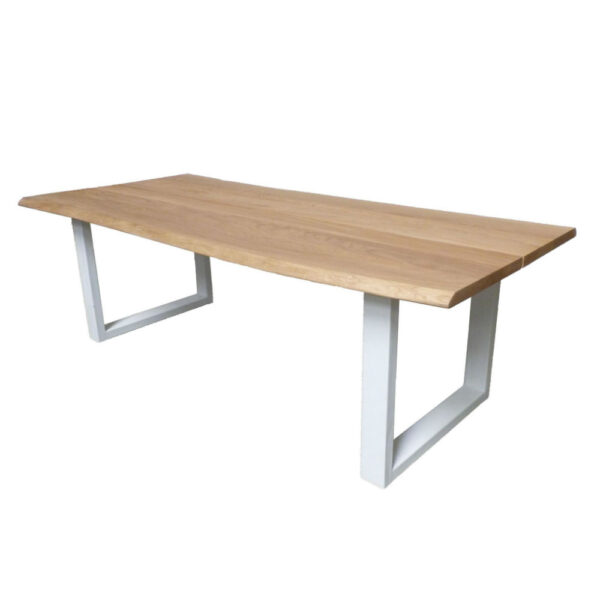 natural wood white iron base dining table