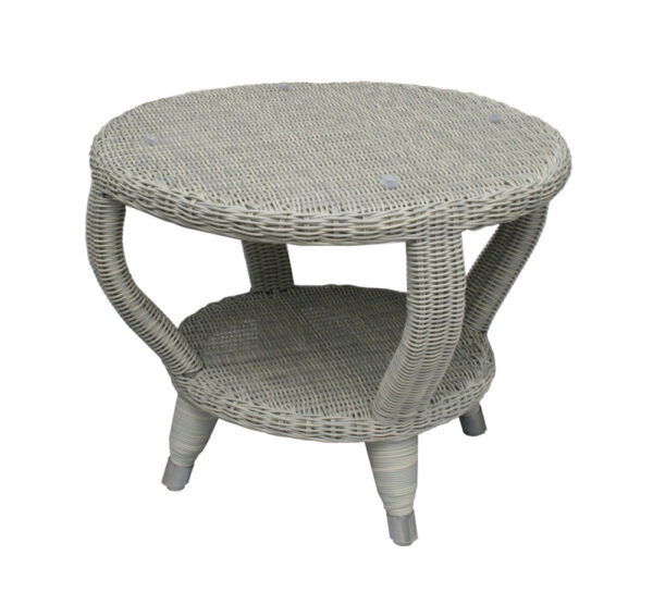 gray wicker round side table