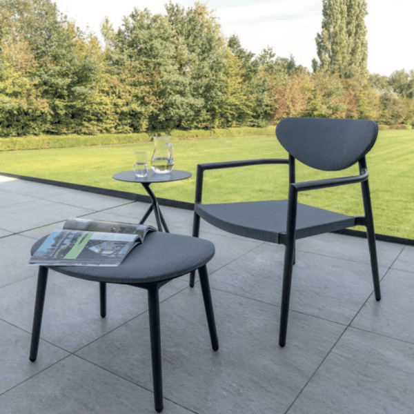 black aluminum outdoor lounge set side table footstool