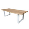 natural wood white iron base dining table